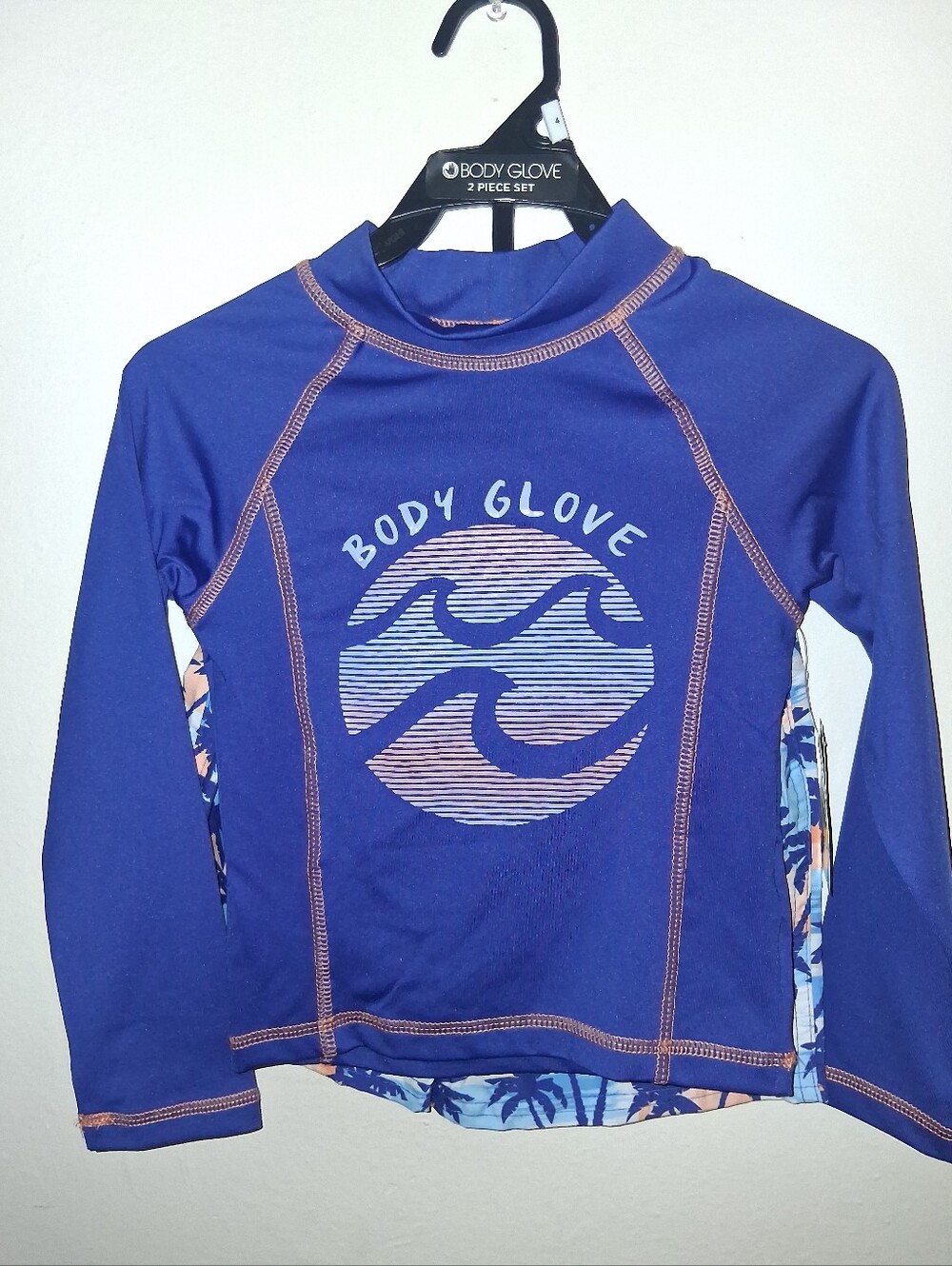 Body Glove Kids Blue Long Sleeve Rashguard with Wave Logo
